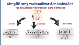 Simplificar radical racionalizar denominador HP PRIME Symbolab [upl. by Ymot]