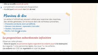 Grammaire expliquée du français La proposition subordonnée infinitive Leçon 85mp4 [upl. by Ahsienaj58]