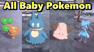 Where to Find All Baby Pokemon  Pokemon Legends Arceus Bonsly Cleffa Happiny Munchlax etc [upl. by Shanly]