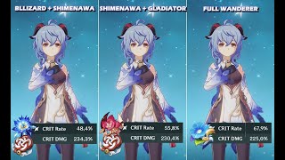 Ganyu  Blizzard  Shimenawa vs Gladiator  Shimenawa vs Full Wanderer Artifact Comparison [upl. by Vashtee]