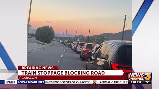 Train stoppage blocks traffic in Cabazon for several hours [upl. by Yaya]