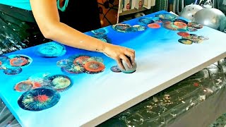 5 Amazing and Unique Acrylic Abstract Pour Paintings  Balloon Smash Technique  Acrylic Pouring [upl. by Erda]