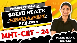 SOLID STATE FORMULA SHEET  PYQ 2023 MCQ SOLVING [upl. by Aihsyt]