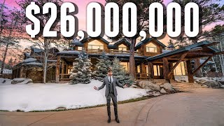 Touring a 25950000 LUXURY Log Cabin MANSION [upl. by Ecnerret673]