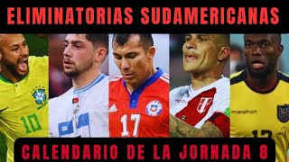 CALENDARIO DE LA JORNADA 8  Eliminatorias Sudamericanas rumbo al MUNDIAL 2026 [upl. by Gypsie958]