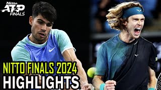 Andrey Rublev vs Carlos Alcaraz Highlights  Nitto ATP Finals 2024 [upl. by Leschen]