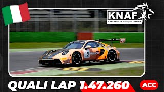 147260 in KNAF Qualifying at Monza  Porsche 992 GT3 on ACC [upl. by Yelha]