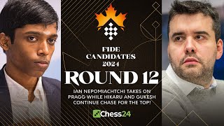 FIDE Candidates 2024 Rd 12  Ian Faces Praggs Prep Hikaru Fabiano Gukesh Caught In 3Way Battle [upl. by Ludeman]