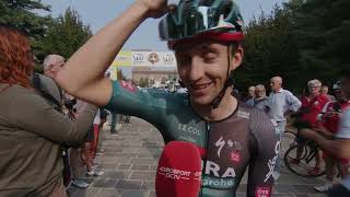 Jai Hindley  Interview at the start  Tre Valli Varesine 2023 [upl. by Ahsinroc110]