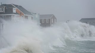 Noreaster powerful storm pounds Massachusetts coastline [upl. by Odicalp]