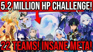 52 MILLION HP Challenge Whos the Strongest DPS 22 Popular Teams Genshin Impact [upl. by Wichman559]