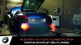 Audi R8 V10 Twin Turbo Alpha Performance  EXHAUST FLAMES [upl. by Aremat]