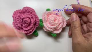 How to Crochet Rose Flower with Sepal Leaf [upl. by Jezabelle38]