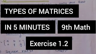 Types of matricesClass 9th Math Exercise12 [upl. by Ijnek]