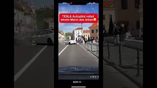 Tesla Auto Pilot saves man😱shorts tesla [upl. by Niltiak]