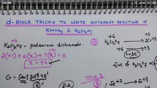 d Block Tricks to write different reactions of KMnO4 amp K2Cr2O7 [upl. by Odab556]