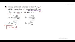 In nuclear fission a nucleus of mass M  delta M at rest breaks into two nuclei each of mass M [upl. by Aztilay179]