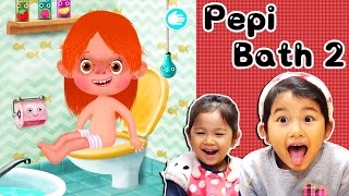 ●普段遊び●親子ゲーム実況！【Pepi Bath2】トイレ、風呂、歯磨き、洗濯…お世話ごっこ遊び☆まーちゃん【5歳】おーちゃん【3歳】 [upl. by Charron405]