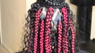 FEED IN BOX BRAIDS WITH CURLS TUTORIAL FT ADDCOLO HAIR [upl. by Aramad]