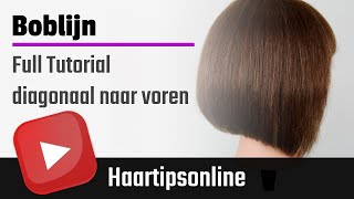 Boblijndiagonale lijn naar voren Haar knippen instructie video [upl. by Ravo]