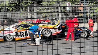 Adelaide 500 2024 massive turn 8 crash Richie Stanaway Cam Hill David Reynolds [upl. by Midis902]