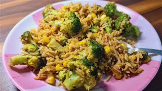 Broccoli with brown rice  healthy food [upl. by Yrelbmik]