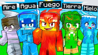 10 AMIGOS en UN BLOQUE ELEMENTAL en Minecraft [upl. by Idham282]