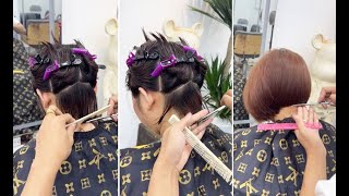 Creative Short Layered Bob Haircut Full Tutorial Step By Steps  Bob Hair Cutting Techniques [upl. by Nikita]