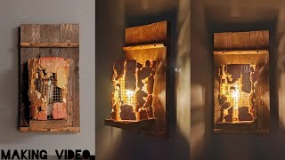 DIYRustic wall decorsconce making from old wood making lighting wood [upl. by Angelis]