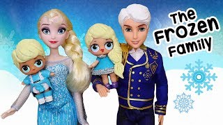 FROZEN ELSA Barbie Family with Custom Dolls Toys and Dolls Family Fun for Kids  Sniffycat [upl. by Nosrettap]