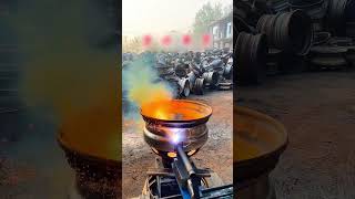 The process of making a homemade wood stove from car parts [upl. by Attekram107]