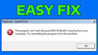 How To Fix msvcp140dll Missing Error in Windows 11  10 [upl. by Eveivaneg]