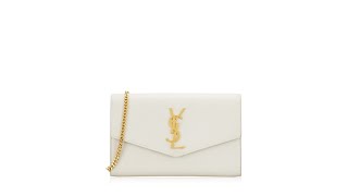 Saint Laurent Grain De Poudre Monogram Uptown Chain Wallet Crema Soft [upl. by Retep526]