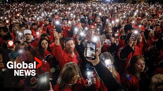 Gaudreau brothers remembered by Calgary Flames and their fans at candlelight vigil [upl. by Drucie140]