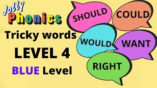 Jolly phonics group 4 tricky words  tricky words BLUE level [upl. by Nelleyram]