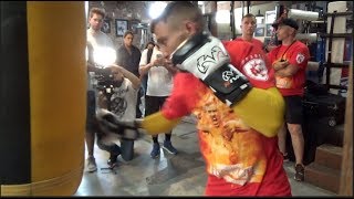 HI TECH STUFF  VASYL LOMACHENKO SHOWS FEROCIOUS POWER PUNCHING amp HAND SPEED ON THE HEAVY BAG [upl. by Crispin285]