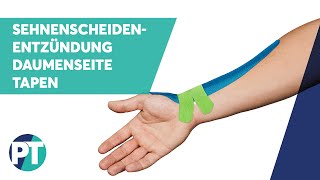 Sehnenscheidenentzündung  QuervainKrankheit Tapen » Tape Anleitung » PhysioTape [upl. by Irrej721]