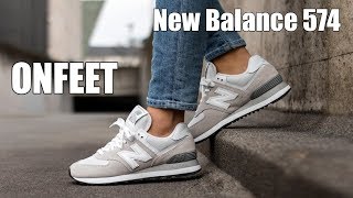 ONFEET New Balance 574 Classic Beige WL574EW Review [upl. by Oicneconi]