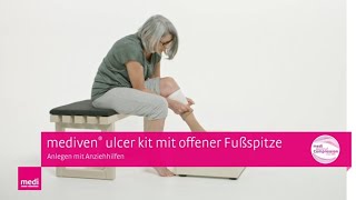 mediven® ulcer kit anlegen mit Anziehhilfe  offene Fußspitze  Kompressionstherapie offenes Bein [upl. by Lupe]