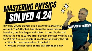 Mastering Physics Solved In tball young players use a bat to hit a stationary ball off a stand [upl. by Eerehc]