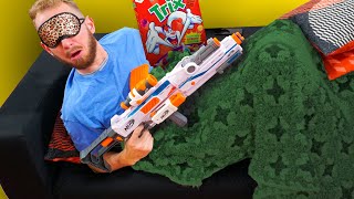 NERF Don’t Wake Daddy  Breakfast Surprise Challenge [upl. by Llehsam]