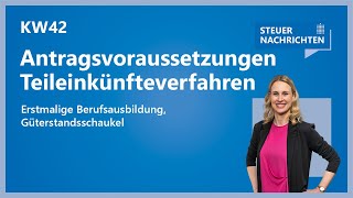 Teileinkünfteverfahren Berufsausbildung Güterstandsschaukel  Steuernachrichten Update 4224 [upl. by Duvall]