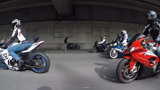 GSXR 1000 vs Yamaha R1M vs Kawasaki ZX10RR vs BMW S1000RR  Part 3 Street Race [upl. by Budd]