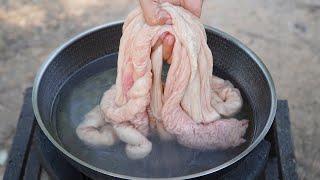 Fried Chitlins Recipe  Chitterlings and Pineapple Recipe  How to Cook Chitterlings in my Village [upl. by Ennire699]