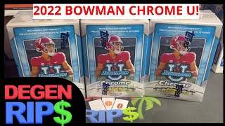 NEW CLASS 2022 Bowman Chrome University Football Blaster Box Review [upl. by Lerud]