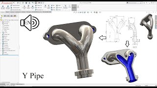 Y Pipe SolidWorks Tutorial 2021 Project Curve amp Swept BossBase step by step Learn from Home D [upl. by Dlanigger]