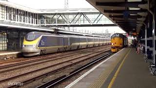 DRS Class 37s 37605 amp 37606 with flask at Ashford International [upl. by Duarte]