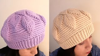 VIDEO COMPLETO de Como tejer la Boina N° 25 a crochet para niñas y mujer en Punto Hojas en Relieves [upl. by Notluf]