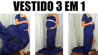 Vestido de gestantes para ensaio fotográfico  3 EM 1 [upl. by Boswell]