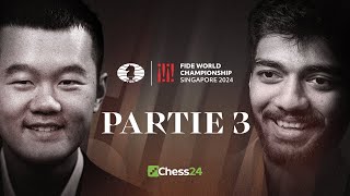 3 Partie der FIDEWELTMEISTERSCHAFT  Ding Liren vs Gukesh Dommaraju [upl. by Irrehc390]